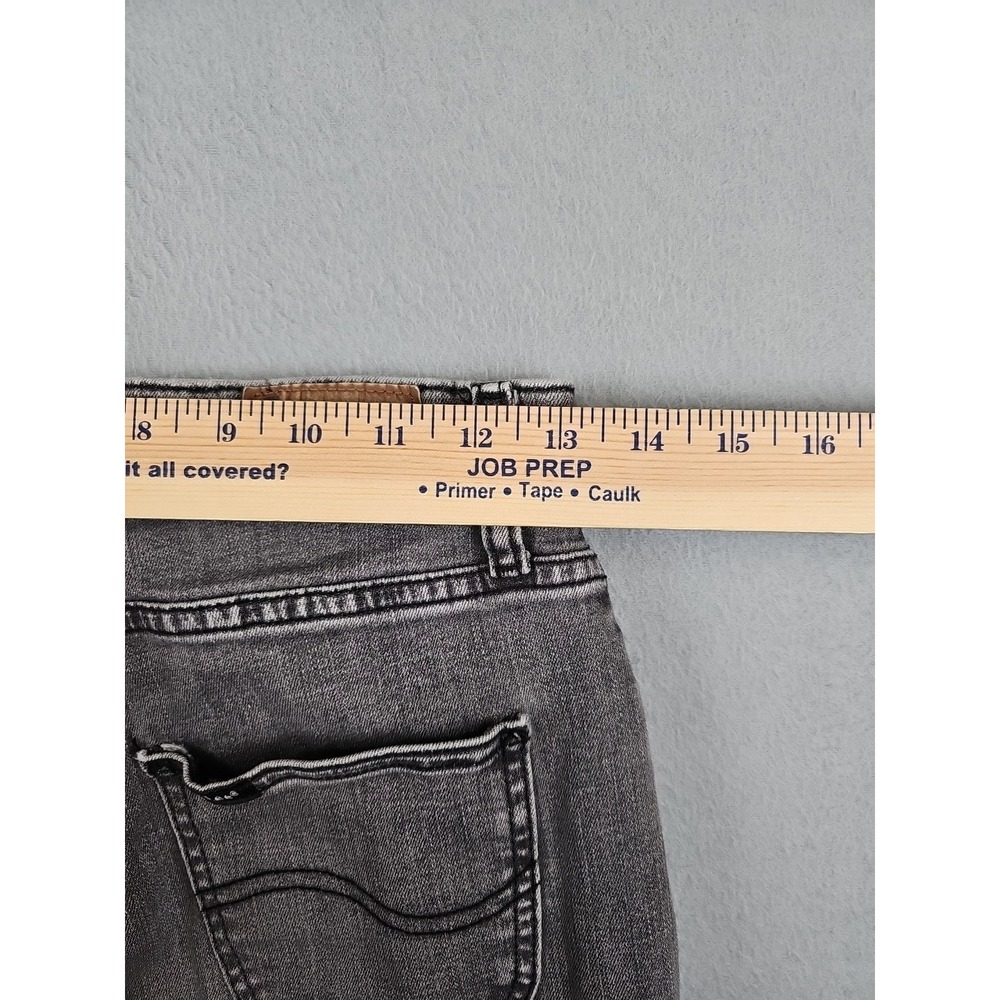 Lee Heritage Inspired Size 4 High Rise Flare Denim Jeans Slit Hem Dusty Black - Picture 9 of 10